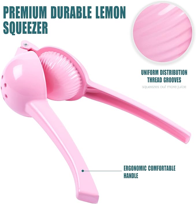 Y-ME Manual Juicer Citrus Lemon Squeezer, Fruit Juicer Lime Press Metal, Professional Hand Juicer Kitchen Tool(Pink）