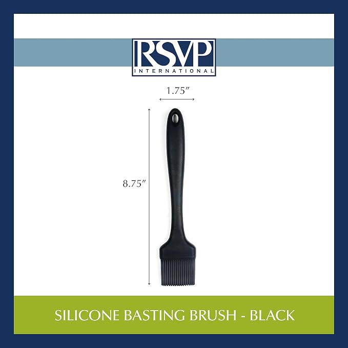 RSVP International (EBB-TQ) Silicone Basting Brush, Black, 8.75" | Gently Spreads Butter, Sauces, Marinades, & More | Dishwasher Safe & Heat Resistant | BBQ Grill, Baking, Preparing Meats