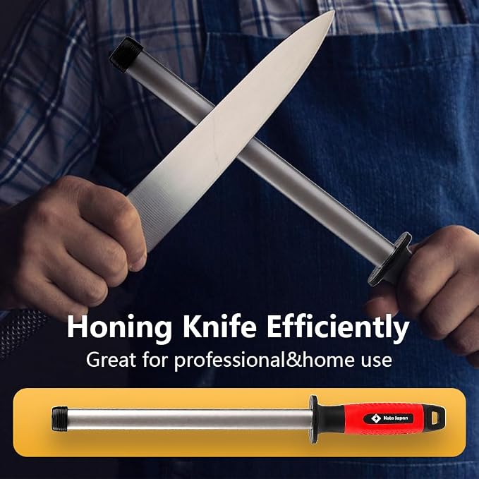 Kota Japan 10 in. Professional Diamond Knife Sharpener Rod for Kitchen, Hunting Knives or other Tools. Master Chef, Hunter or Home Gourmet. Diamond Steel Blade Sharpening Rod or Stick.