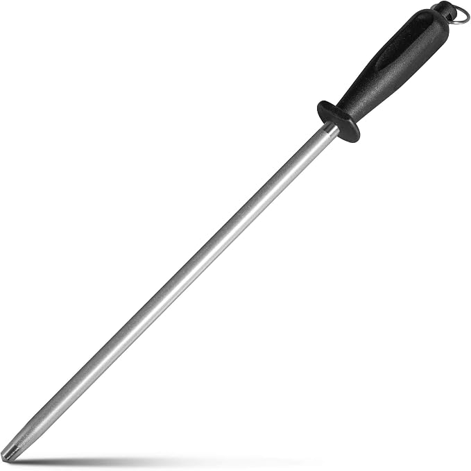 Knives Sharpener Knives Sharpening Honing Rod ALLWIN HOUSEWARE Knives Carbon Honing Steel for Chef Knives Daily Edge Maintenance Non‑Slip Handle with Anti‑Slip Metal Tip for Kitchen Cooking Gift