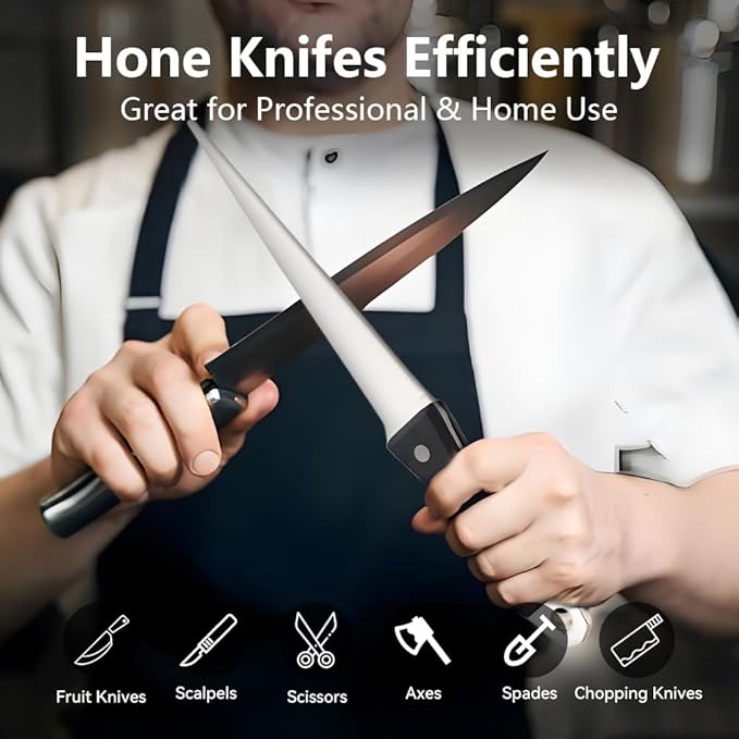 Kota Japan 10.6 in. Professional Diamond Knife Sharpening Rod or Stick with Wooden Handle. Kitchen, Home or Hunting. Master Chef, Hunter or Home Gourmet. Steel Blade Sharpener Honing Rod.