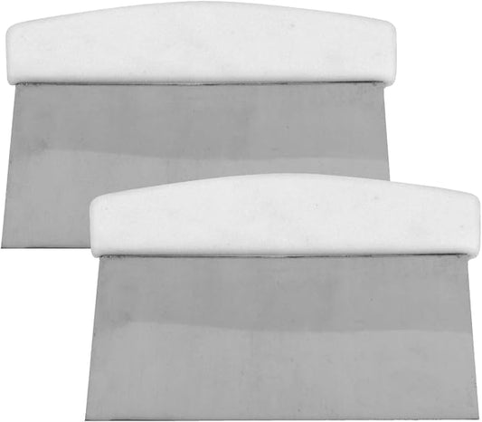 Stainless Steel Bench Scraper, Chopper Dough Scraper with White Handle for Bakeware (2)