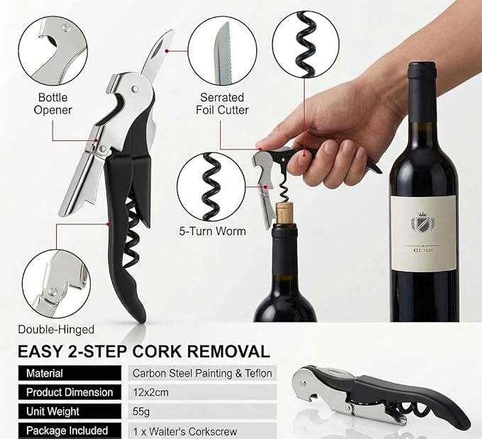 Jar Opener Bottle Opener for Weak Hands, Seniors with Arthritis 4PC-Set - Jar Lid, Can & Water Bottle Opener, Corkscrew Wine Opener, Non-Slip Rubber Jar Opener & Gripper Pad - Gifts for Parents