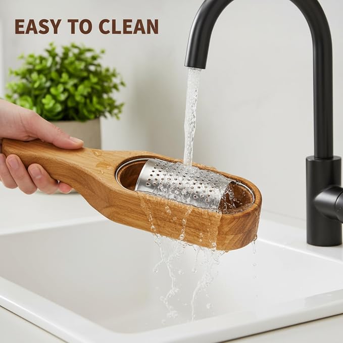 ZENFUN Removable SUS304 Stainless Steel Cheese Grater with Wooden Container, Acacia Wood Wooden Shredder, Citrus Zester, Perfect for Presenting Freshly Grated Cheese or Zest