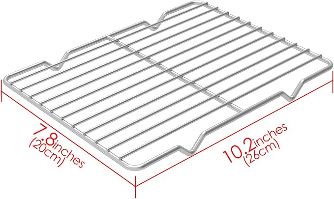 Linkidea Metal Grate Cooling Rack Pack of 2, Stainless Steel Baking Cooling Rack Rectangle 7.8'' x 10.2'', Oven Safe Grid Wire Racks for Roasting Disposable Pan (Silver)