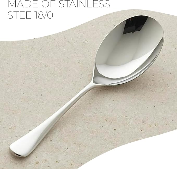 6 PCS Buffet Serving Spoons - Stainless Steel Tablespoons for Banquet Service Large Spoon Set for Cooking Baking Stirring Mixing Silverware for Parties Soup Tablespoon Restaurant & Catering Supplies