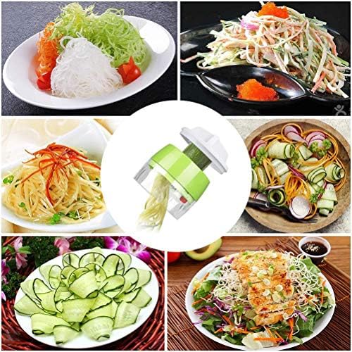 Handheld Spiralizer 3 in 1 Vegetable Slicer, Veggie Spiral Cutter Zucchini Noodle Spaghetti Maker Zoodle Maker Adjustable Spiral Slicer Onion Food Chopper for Low Carb Vegan Meals