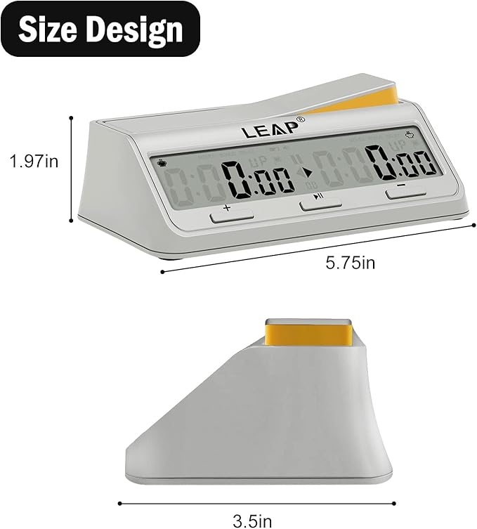 LEAP Chess Clock Digital Chess Timer Advanced for Board Game and Chess Timer with Large Screen Bonus & Delay Count Down up Alarm Milk Wihite