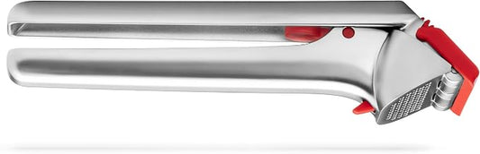 Dreamfarm Garject 2-In-1 Garlic Peeler, Garlic Press & Mincer with Garlic Peel Ejector, Chrome-Plated Zinc - Red | No-peel mincer with skin eject button, crushes up to 3 cloves, dishwasher safe, durable chrome-plated zinc