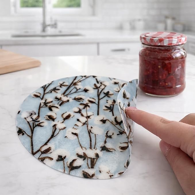 Andreas Silicone Jar Opener, Cotton Blossom – 6.25" Non-Slip Lid Gripper & Garlic Peeler, Food and Dishwasher Safe, Multi-Use, Durable Silicone & Fabric, Made in the USA, JO-412