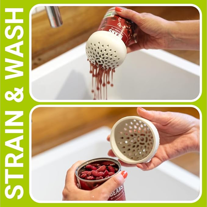 (GREY) Nesting Can Strainer Mini Colander Set - Space Saving Small Colanders and Strainers - Multi Use Kitchen Gadget - Silicone Can Strainer