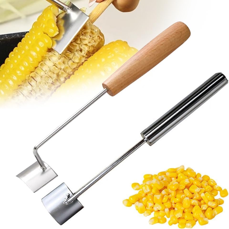 2026 New Corn Peeler,Corn Cob Stripper Tool Stainless Steel Corn Peeler for Corn on the Cob Multifunctional Kitchen Gadget Corn On Cob Remover Cutter Tool (B+A 2PCS)
