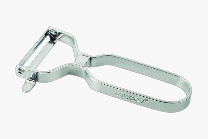 ARCOS Professional Chrome-Plated Peeler for Fruits and Vegetables. 5.5 Inch Stainless Steel Kitchen Tool for Precise Cutting. Chef's Gadget with Ergonomic Design. Silver Color