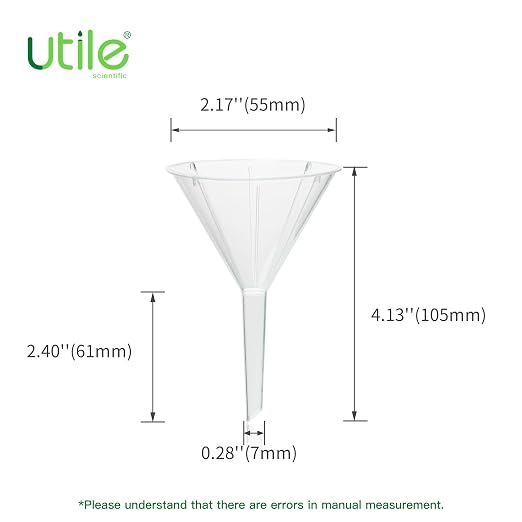 Utile 12pcs Plastic Analytical Funnel Set, PP Material, Top Diameter 50mm, Small Funnel for Lab Bottles, Recreational Activitie, 4512.0013.12