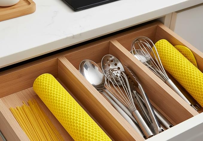 6-Pack Silicone Trivet Mats, Heat Resistant Hot Pads, Dishwasher Safe Kitchen Mats, BPA-Free Pot Holders for Table, Countertop, Stove, Honeycomb Design (Yellow, 7” Square/Round)