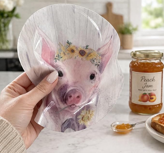 Andreas Silicone Jar Opener, Flower Pig – 6.25" Non-Slip Lid Gripper & Garlic Peeler, Food and Dishwasher Safe, Multi-Use, Durable Silicone & Fabric, Made in the USA, JO-418