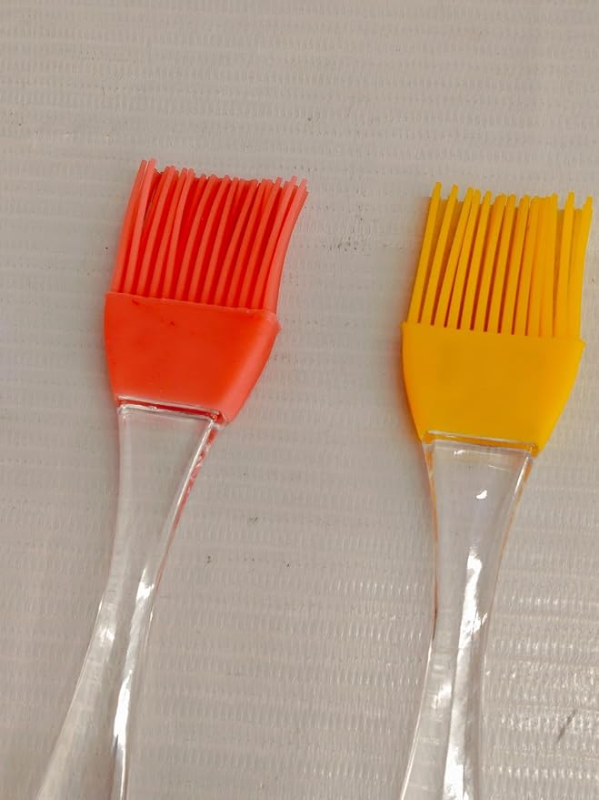 Set of 2 Kitchen Silicon Flat Pastry Brush Multi Purpose Silicon Oil Cooking Brush for Grilling, Tandoor and BBQ (Multicolor)