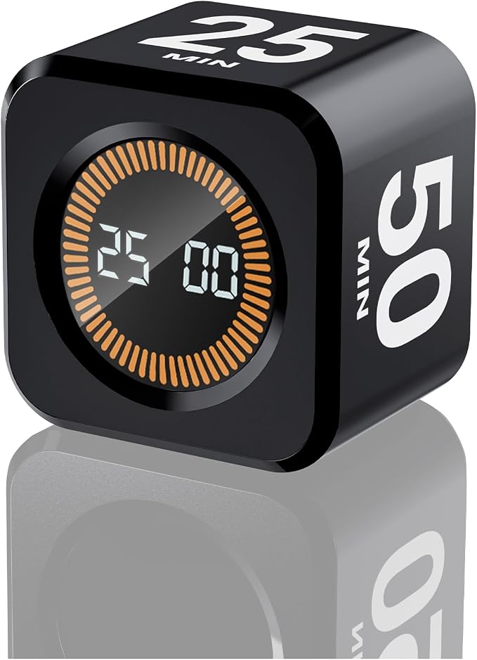 EooCoo Pomodoro Timer Cube, Cool Stuff Gadgets, Visual Timer with Gravity, Countdown 5/10/25/50 Min, Rechargeable Productivity Tool for Office, Classroom, Kitchen, Gym, Yoga, College School Supplies