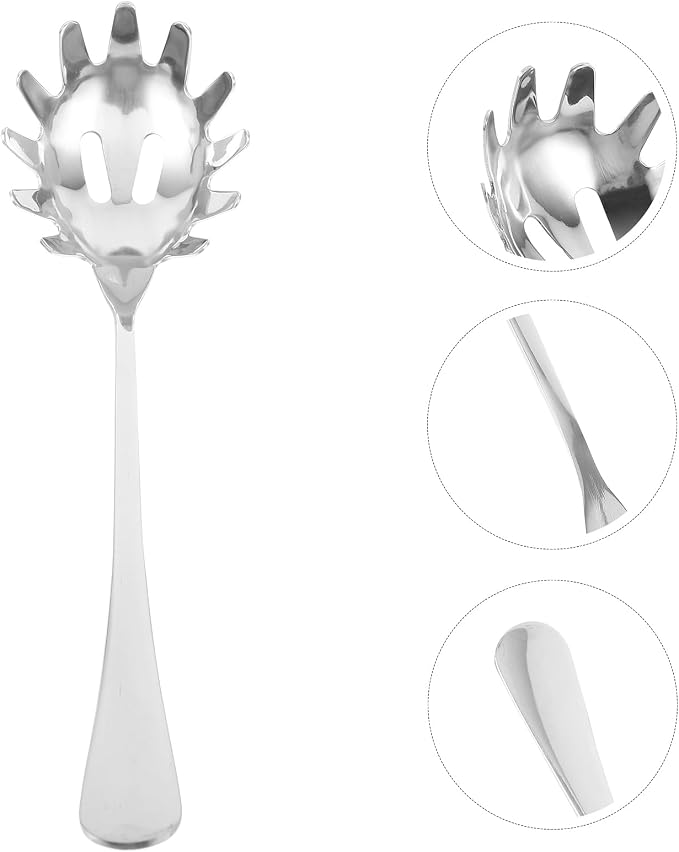 Stainless Steel Spaghetti Spoon 9.44 Inch Pasta Server with Comfortable Handle for Noodle Dumpling and Ice Scooping in Home and Restaurant