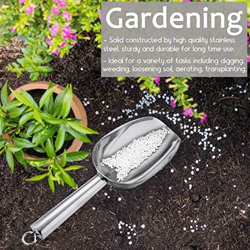 E-far 6 Ounce Ice Scoop Set of 2, Small Stainless Steel Scoop for Canisters