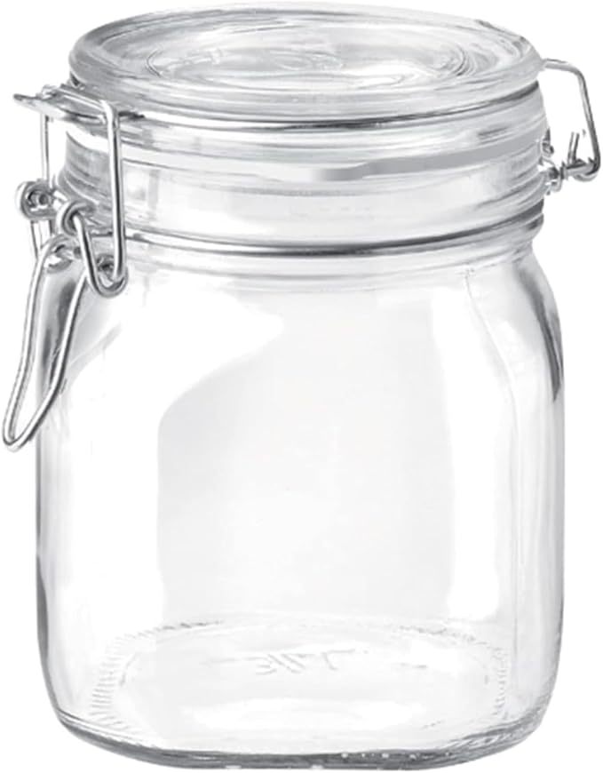 Bormioli Rocco Fido Glass Jar - 25.25 oz Airtight Storage Container with Clamp Lid & Rubber Seal, BPA-Free Dishwasher Safe - Italian Jar for Gifting Homemade Preserves, Cookies, Candy & Pantry Storage