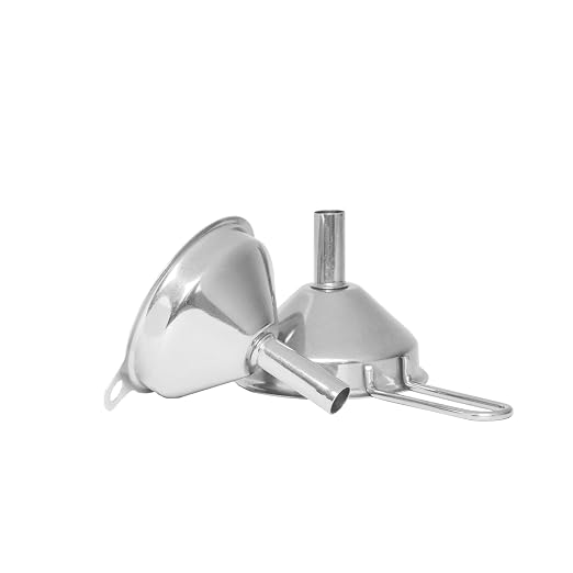 Fox Run Metal Kitchen Funnels, Set of 2 Mini 2" Wide Bottle Funnels, Stainless Steel