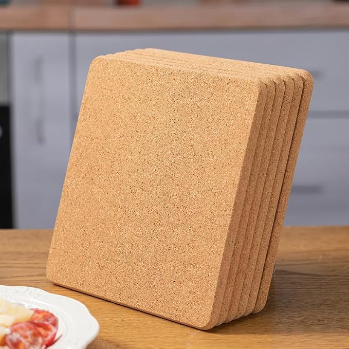 Rectangle Cork Trivets Set - 8 Pack, 12" x 7" x 0.4" Thick, Heat-Resistant Cork Hot Pads for Countertop, Table, and Kitchen, Perfect for Hot Pots and Pans