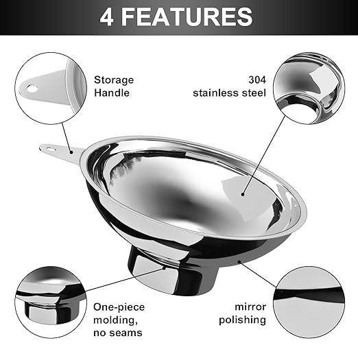 Serinar 5.7 in X 2.26 in Caliber Stainless Steel Canning Funnel for Regular Caliber Mason Jars - Kitchen Filling Funnel (Without Filter)