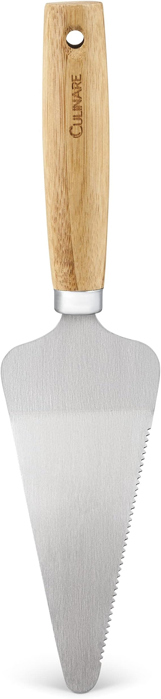 Culinare Naturals C70011 Cake Slicer/Server | Sustainable Bamboo/Stainless Steel | (L)270mm x (W)65mm | Cake Slicer, Cutter and Serving Tool/Kitchen Utensil | Metal Serrated Edge | Not Dishwasher Safe
