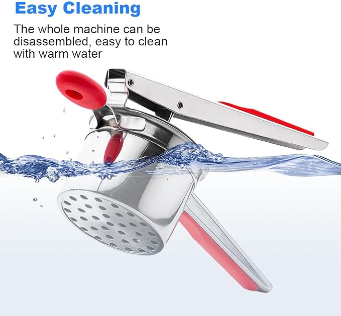 Potato Ricer,Stainless Steel Potato Masher with 3 Interchangeable Discs,Ricer for Mashed Potatoes,Mashed PotatoMasher for Commercial Home Use,Potatoes Press Kitchen Gadget,Red