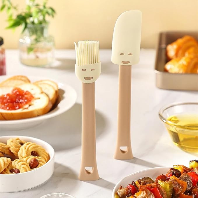 Silicone Pastry Brush and Spatula Set, | BPA Free, Heat Resistant, Non Stick, For Baking, BBQ, Grilling