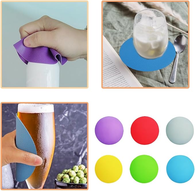 6 pcs Rubber Jar Opener Bottle Gripper | Non Slip Pad Multi-function Silicone Can Opener for Kitchen, Can Lids, Jars, Coasters, Heat-Resistant, Easy Clean, Durable