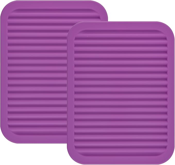 Silicone Trivets Set 2, Big Trivets for Hot Pots and Pans, Hot Pads for Kitchen Counter, Multi-Purpose & Versatile Trivet Mat, 9x12 Inch Silicone Pot Holders Heat Resistant Mat Purple