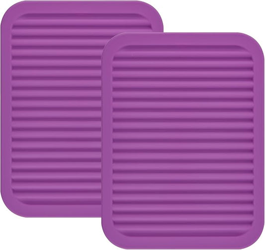 Silicone Trivets Set 2, Big Trivets for Hot Pots and Pans, Hot Pads for Kitchen Counter, Multi-Purpose & Versatile Trivet Mat, 9x12 Inch Silicone Pot Holders Heat Resistant Mat Purple