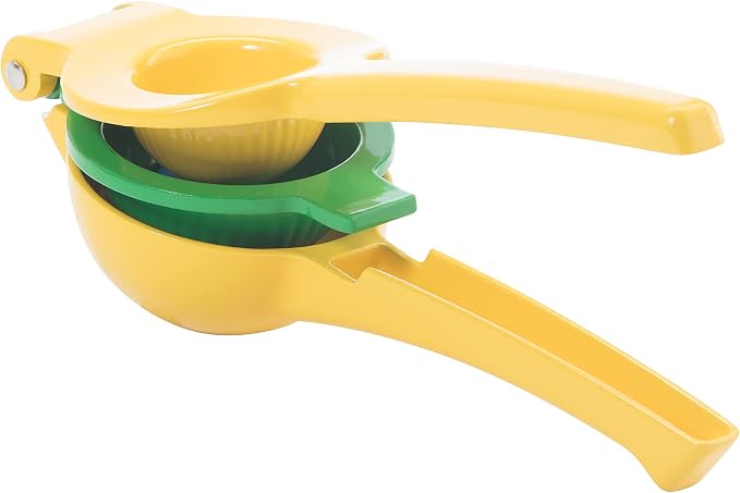 OGGI Combo Citrus Press- Aluminum Manual Citrus Juicer w/Non-Stick Coating, Ideal Hand Juicer, this Citrus Squeezer is a Great Addition to Your Kitchen Accessories, Yellow