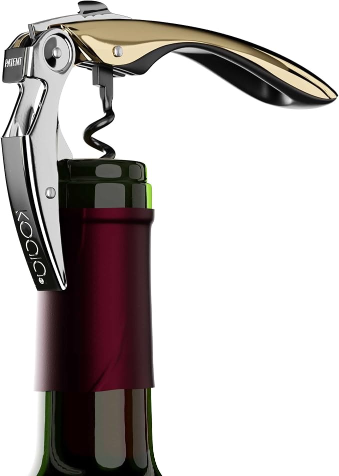 koala 6259dc01 High Tech Two Times Corkscrew, Plastic Stainless Steel Teflon, Gold