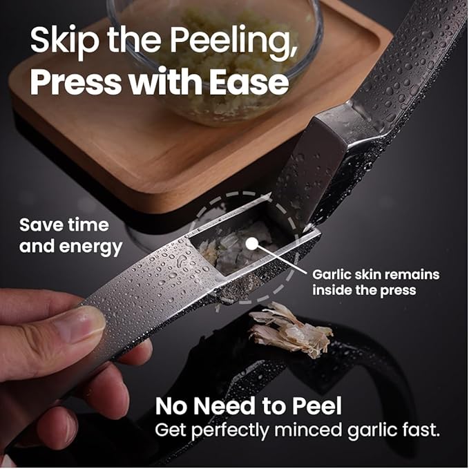 Lifetime Replacement Garlic Press Stainless Steel No Need to Peel, Detachable Handle for Fine Mincing-Premium Garlic Mincer Tool, Rust-Proof, Easy to Clean, Dishwasher Safe Garlic Crusher