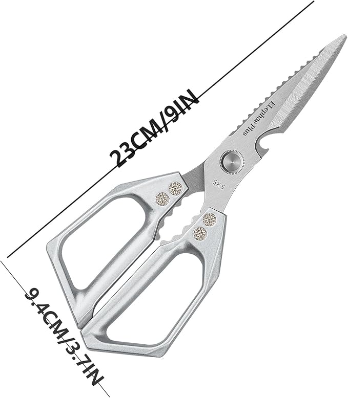 Multi-Function Kitchen Scissors Heavy Duty Kitchen Shears,Cutting Food Tools Cooking Shears for Chicken,Meat,Fish,Poultry(Sliver)
