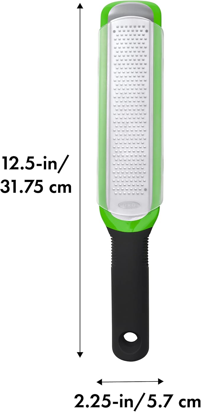 OXO Good Grips Soft-Handled Garlic Press,Black,One Size & Good Grips Etched Zester and Grater,Green,One Size