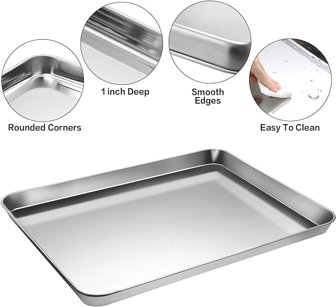 M MCIRCO Baking Sheet with Cooling Rack, Baking Mat Set, Set of 9 | Stainless Steel Cookie Pan with Cooling Rack, 3 Sheets + 3 Racks + 3 Mats, 10/12/16 Inch, Baking Pan, Easy Clean