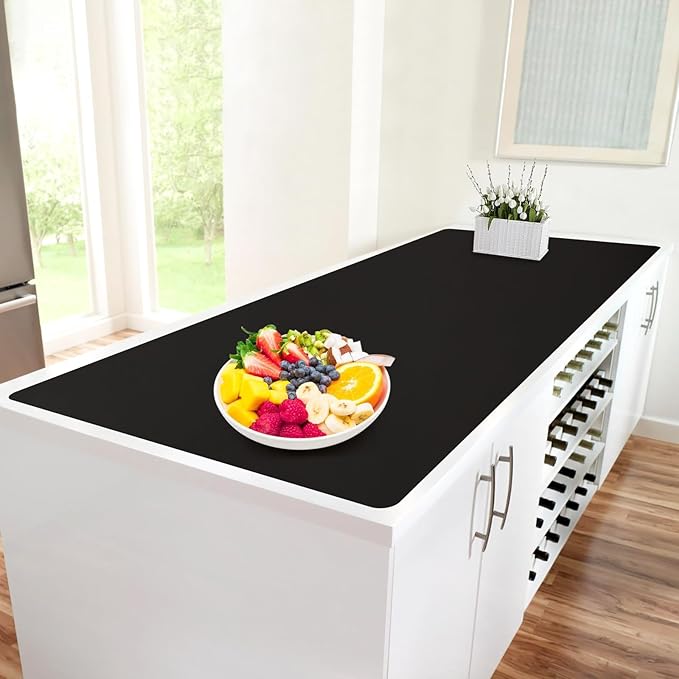 Extra Large Silicone Mat, 96”x36” Heat Resistant Mats for Countertop, Cuttable Waterproof Kitchen Counter Mat, Multipurpose Countertop Protector Mat, Silicone Mats for Kitchen Counter (Black)