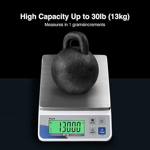 Polit Digital Kitchen Scale, High Capacity Food Scale for Baking, 18lb/8kg | Stainless Steel Tray, 0.5g Precision, Anti-Slip Feet, Fast Stable Readings, Home Cooks, Market & Small Business Use