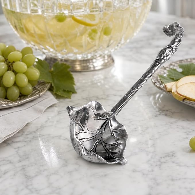 Arthur Court Grape Pattern Aluminum Serving Ladle - Elegant Punch/Soup Ladle for Entertaining - 12 Inch Long