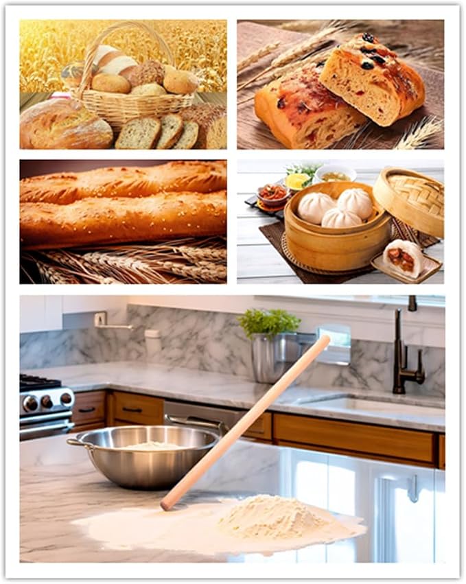 Extra Long Pasta Rolling Pin,Dough Roller ，Professional Rolling Pins for Baking， Tortilla ，Baklava, Pizza,Noodles(35.03×1.38inch/89×3.5cm)