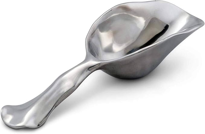 Arthur Court Modern Carmel Pattern Metal Handle Bar Ice Scoop, Dry Bin Scoop, Dry Goods Scoop, Candy Scoop, Spice Scoop Sand Casted and Hand Polished Aluminum 8 inch Long