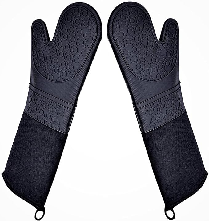Extra Long Professional Silicone Oven Mitts with Quilted Liner, Durable Heat Resistant Oven Gloves, Heat Resistant Oven Gloves,2pcs