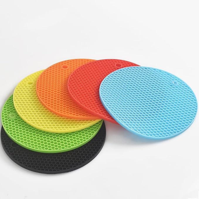 homEdge Silicone Trivets Mat, 6 Packs Multipurpose Non Slip Heat Resistant Pot Holder-Red