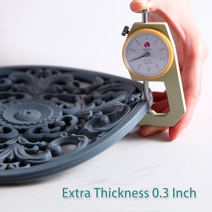 Extra Thick Silicone Trivet Mat for Hot Dishes, Hot Pots and Pans, Pot Holder, Hot Pad to Protect Your Table and Countertop, Kitchen Decor and Accessories,Teal, Set of 3