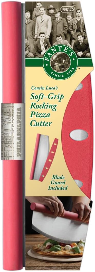 Fantes Rocking Pizza Cutter, Stainless Steel with Blade Guard and Comfort Handle, The Italian Market Original since 1906