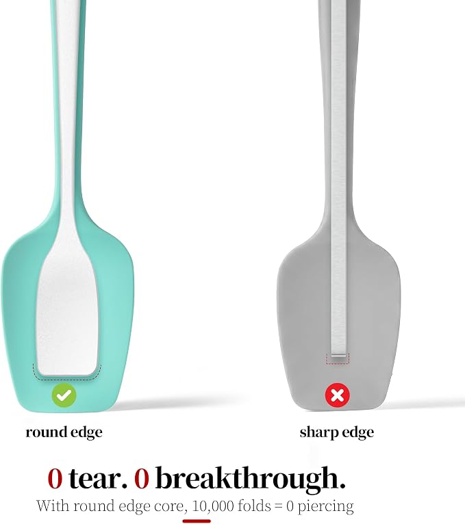 600ºF Heat Resistant Silicone Spoon Spatula Set of 3, Aqua Sky | High Heat Food Safe Seamless Kitchen Spoonula Scraper for Cooking Baking Mixing Scraping Stirring Nonstick Cookware Pan Bowl